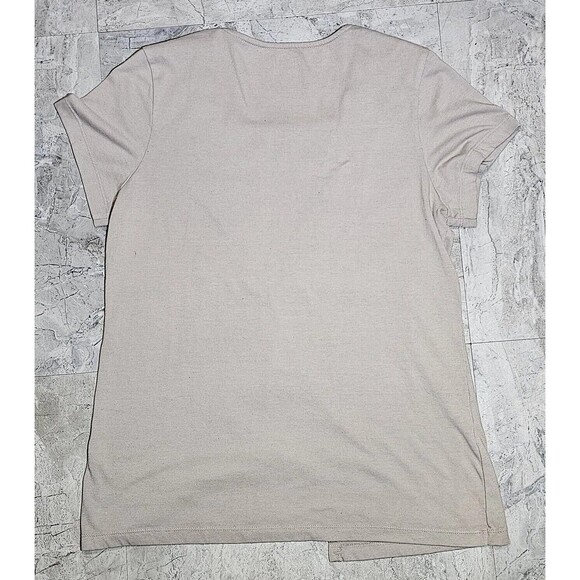 Blair Womens Medium Shirt Top - Beige / Tan Short Sleeve Blouse Casual Brown - Picture 2 of 7